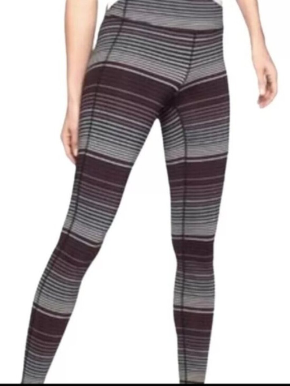 Athleta Size Small Striped Athleisure Mid Rise CHATURANGA Leggings No Pockets
